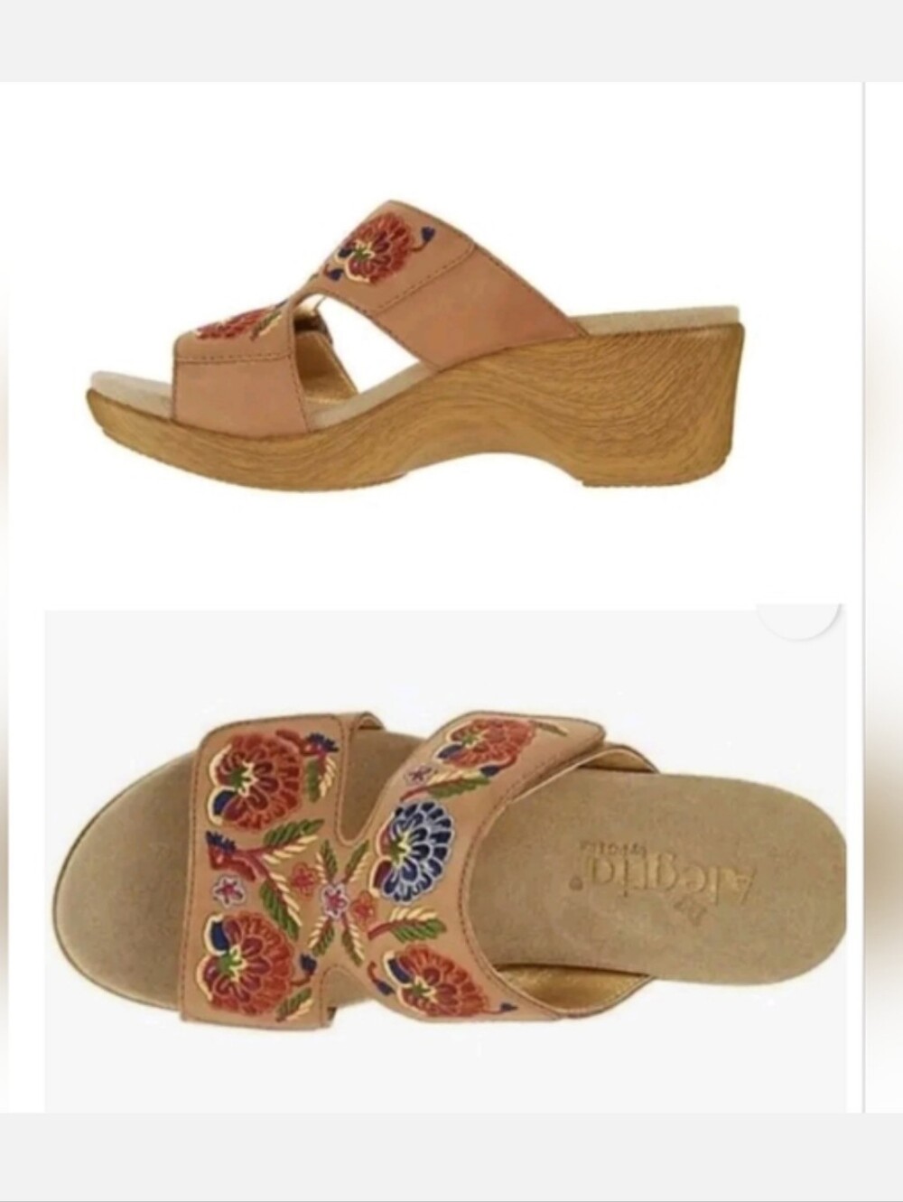 Allegria Women's Embroidered Floral Clogs Sandals Size 38 (US 8/8.5)